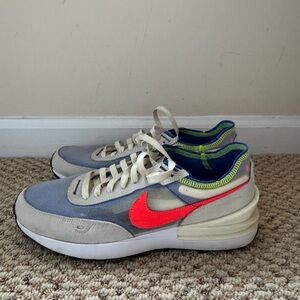 Nike Waffle Sneakers with Neon Pink Swoosh